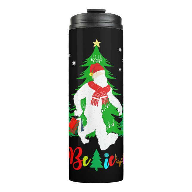 Bigfoot Yeti Sasquatch Christmas Believe Christmas Thermal Tumbler (Front)