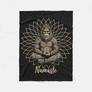 Bigfoot Yoga Namaste Meditating Zen Design Fleece Blanket