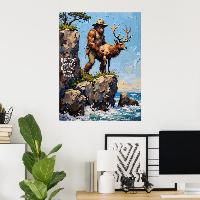 Bigfoot's Coastal Journey: An Unlikely Rescue Poster (Home Office)