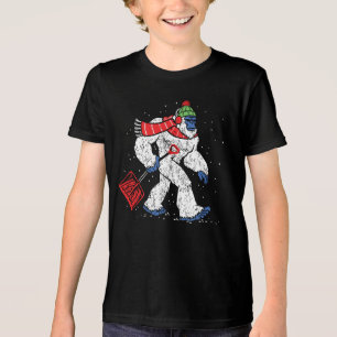 Bigfoot's Winter Struggles: Shoveling Through Snow Tri-Blend Shirt
