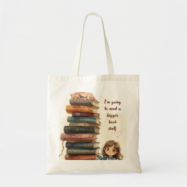 Bigger Bookshelf Tote Bag (Front)