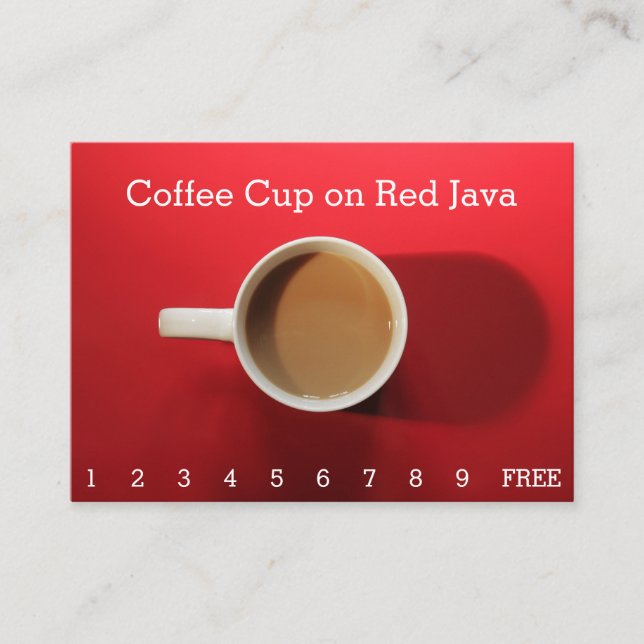Bigger Coffee Cup on Red Background Loyalty Card (Front)