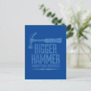 Bigger Hammer Handyman Services Blue BG Vertical Postcard