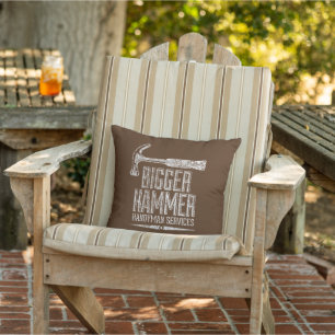 Bigger Hammer Handyman Services White Gfx Brown BG Cushion
