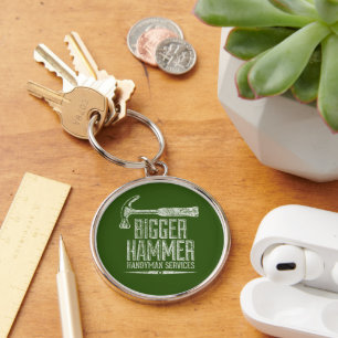 Bigger Hammer Handyman Services White Gfx Green BG Key Ring