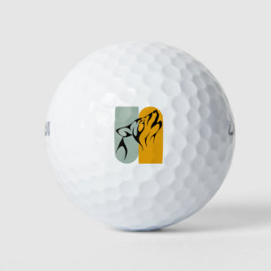 Biggest Alpha Retro Gray Moon Wolf Howling Art Golf Balls