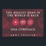 Biggest Band in the World Is Back ARIRANG Comeback Poster<br><div class="desc">Make a bold statement with this striking comeback poster featuring the phrase “Biggest Band in the World Is Back – ARIRANG.” Designed with a dramatic black background and a bold reddish-pink circle inspired graphic, this sticker captures the energy and excitement of a legendary music return. Perfect for concert freebies or...</div>
