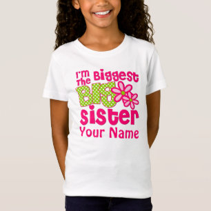 Biggest Big Sister Personalised Pink Green Shirt