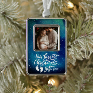 Biggest Christmas Gift | Pregnancy Photo Silver Plated Framed Ornament