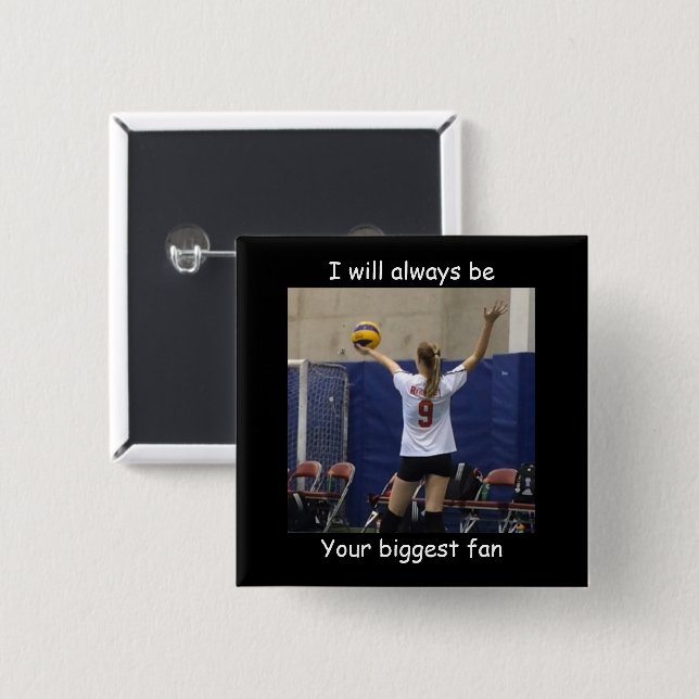 Biggest Fan Custom Photo 15 Cm Square Badge (Front & Back)