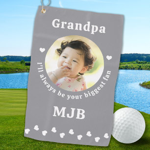 Biggest Fan - GRANDPA - Personalised Photo Golfer Golf Towel