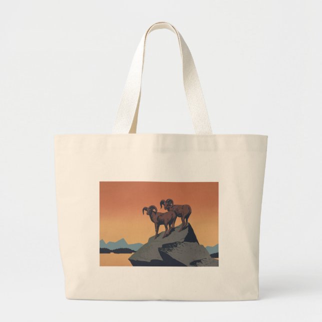 Bighorn Sheep American West Wildlife Large Tote Bag (Front)