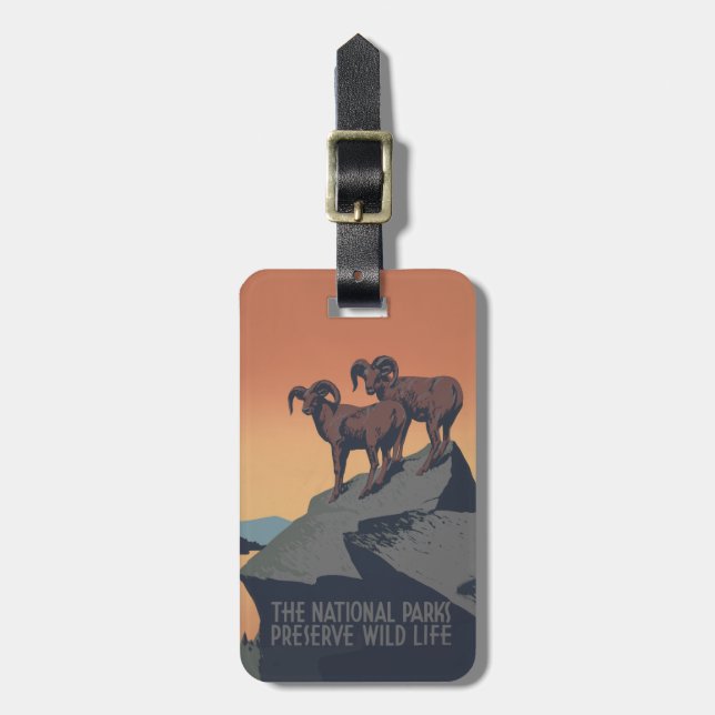Bighorn Sheep American West Wildlife Luggage Tag (Front Vertical)