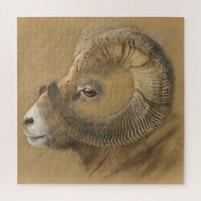 Bighorn Sheep Chalk Drawing Jigsaw Puzzle (Vertical)