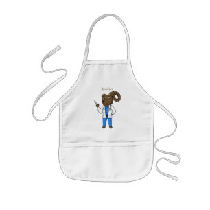 Bighorn sheep doctor cartoon illustration kids apron