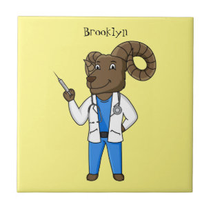 Bighorn sheep doctor cartoon illustration tile