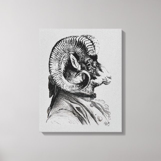 Bighorn Sheep In Suit Canvas Print (Front)