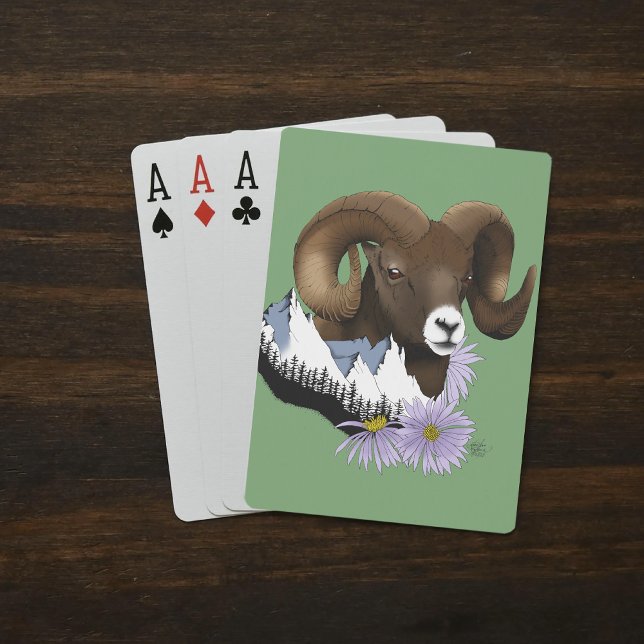 Bighorn Sheep Ram Green Mountains Playing Cards (Creator Uploaded)