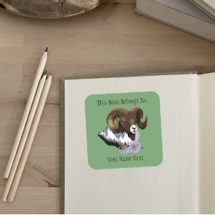 Bighorn Sheep Ram Green Mountains  Square Sticker