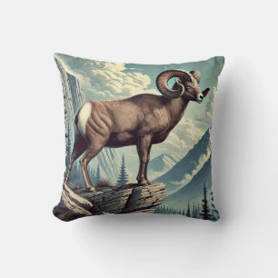 Bighorn Sheep Rocky Mountain Wildlife Rustic  Cushion