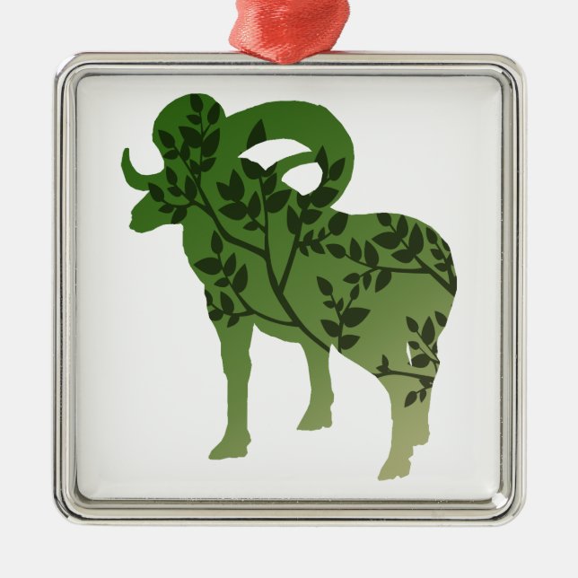 Bighorn Sheep Tree Metal Tree Decoration (Front)