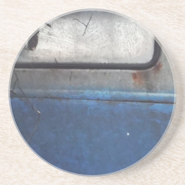 Bight Blue and white vintage truck Coaster (Front)