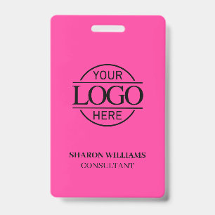 Bight Pink Employee ID with Custom Business Logo Badge