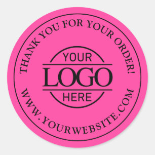 Bight Pink Simple Custom Busines Logo Promotional Classic Round Sticker