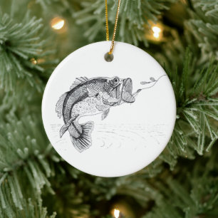 Bigmouth, Largemouth Bass -- Big Fish after Lure K Ceramic Tree Decoration