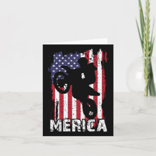 Bike American Flag Merica Motocross 4th Of July Bo Card