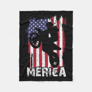 Bike American Flag Merica Motocross 4th Of July Bo Fleece Blanket