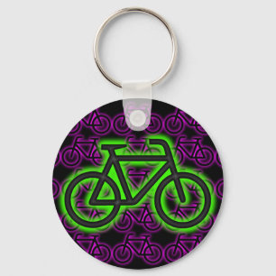 Bike, Bicycle, Neon, Green, Pink , Purple Key Ring