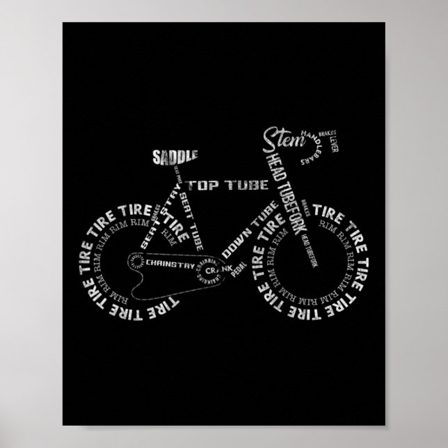 Bike Bicycle Parts Biking Cycling Bike Rider Cycli Poster (Front)