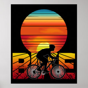 BIKE BIKING SUNSET  POSTER