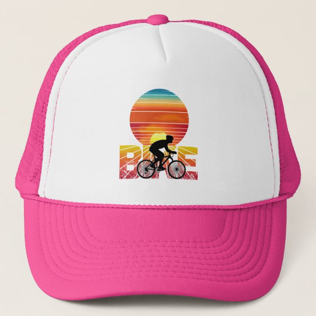 BIKE BIKING SUNSET TRUCKER HAT (Front)