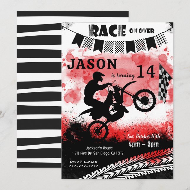 Bike Birthday Invitations  (Front/Back)