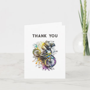 Bike BMX Party. Extreme adventure boy birthday Thank You Card