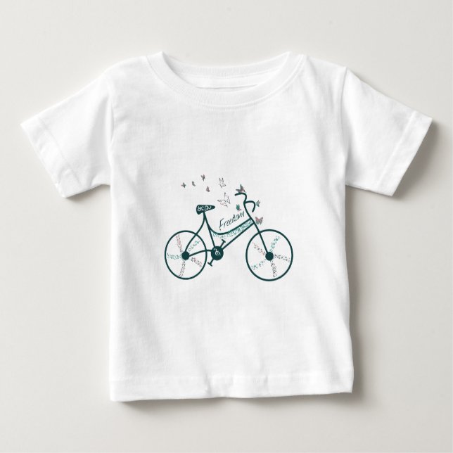 Bike Butterflies & Flowers Freedom Design Baby T-Shirt (Front)