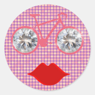 bike chequered face classic round sticker