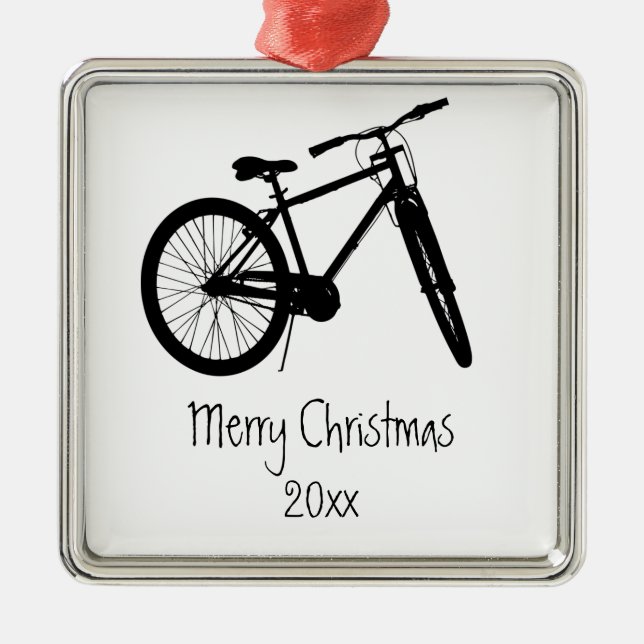 Bike Cycle Biking Biker Black Silhouette Metal Tree Decoration (Front)
