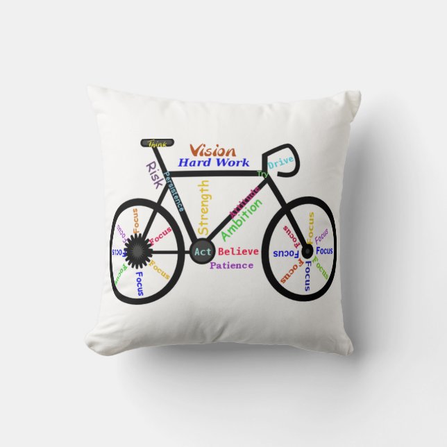 Bike, Cycle, Motivational Words Cushion (Front)