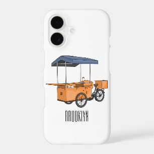 Bike food cart cartoon illustration