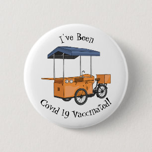 Bike food cart cartoon illustration  6 cm round badge