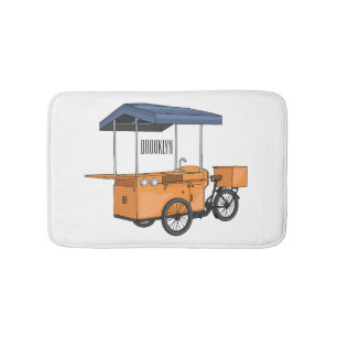 Bike food cart cartoon illustration bath mat