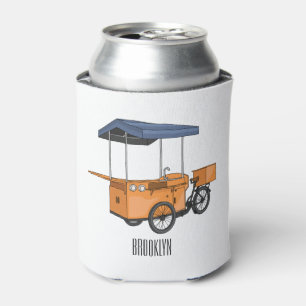 Bike food cart cartoon illustration can cooler