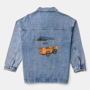 Bike food cart cartoon illustration denim jacket