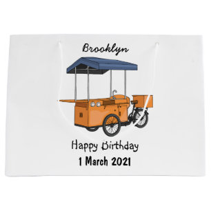 Bike food cart cartoon illustration large gift bag