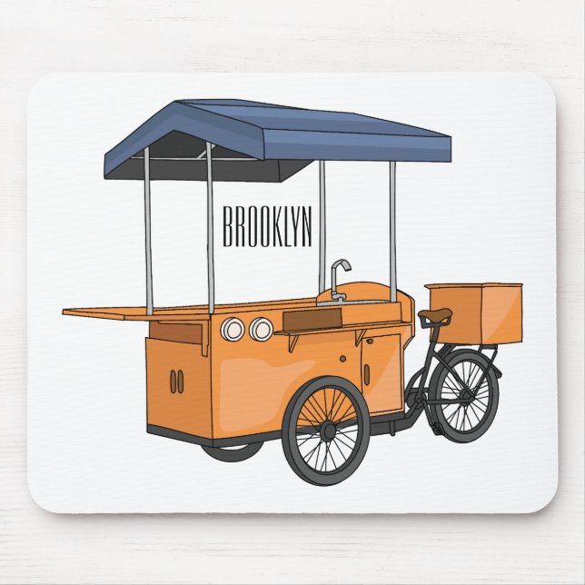 Bike food cart cartoon illustration mouse pad (Front)