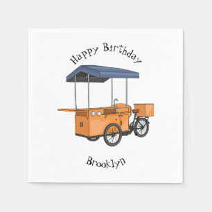 Bike food cart cartoon illustration napkin
