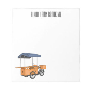 Bike food cart cartoon illustration notepad